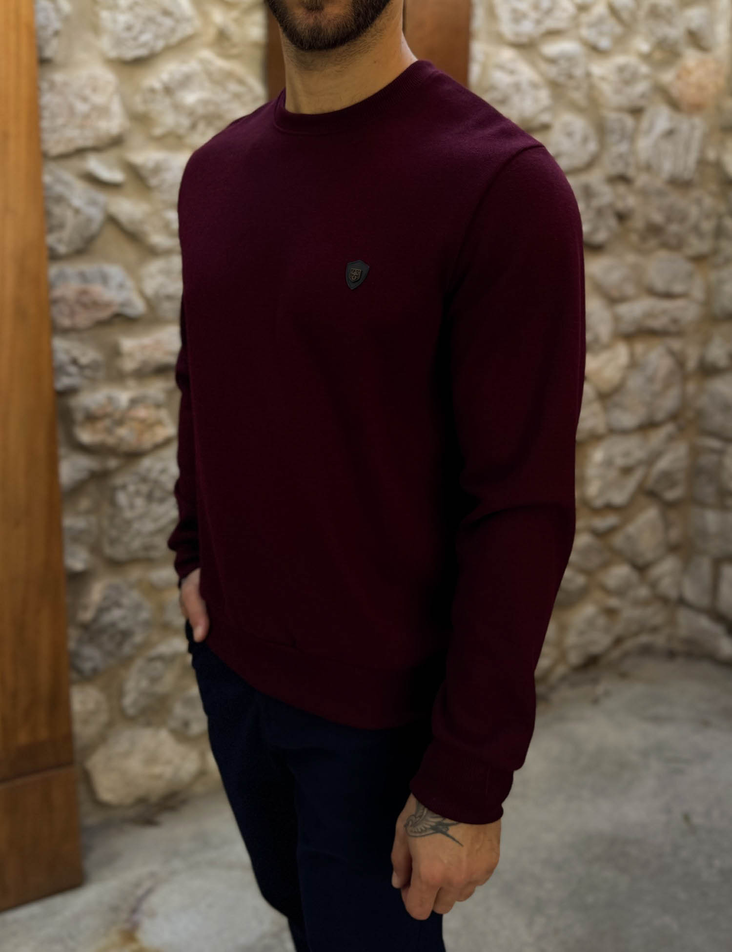 Everbest Ανδρική μπορντό μακρυμάνικη ριπ μπλούζα Plus Size 261030B φωτογραφία